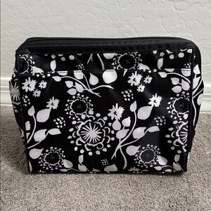 Thirty-one black and white print large cosmetic tote